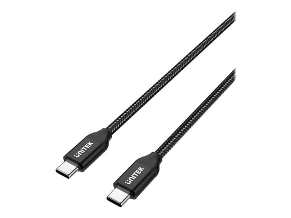 Unitek - USB-kabel - 24 pin USB-C (hane) till 24 pin USB-C (hane) - 20 V - 5 A - 2 m - Strömförsörjningsstöd - svart