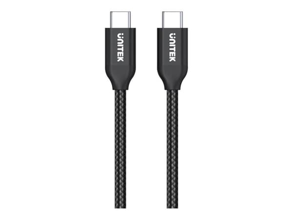 Unitek - USB-kabel - 24 pin USB-C (hane) till 24 pin USB-C (hane) - 20 V - 5 A - 2 m - Strömförsörjningsstöd - svart
