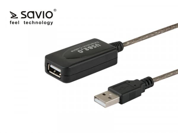 SAVIO CL-130 - USB-jatkojohto - USB (uros) - USB (naaras) - USB 2.0 - 10 m - aktiivinen - musta