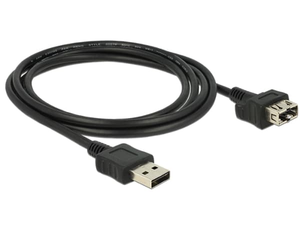 Delock EasyUSB ShapeCable - USB-förlängningskabel - USB (hona) till USB (hane) - USB 2.0 - 2 m - reversibla kontakter - svart