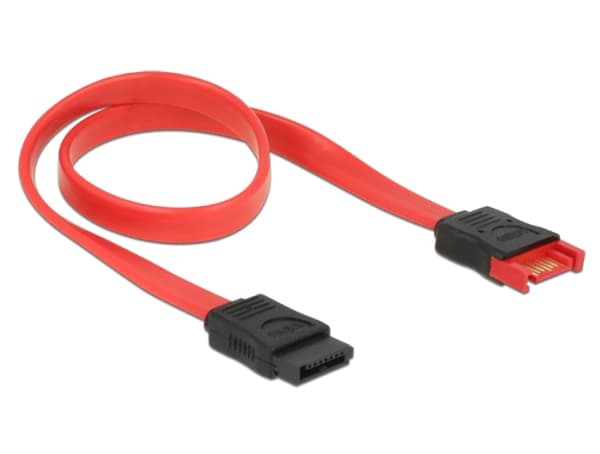Delock - SATA-förlängningskabel - Serial ATA 150/300/600 - SATA (hane) till SATA (hona) - 30 cm - röd