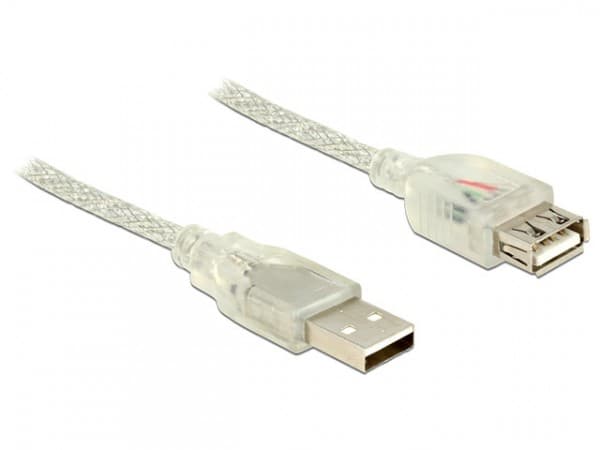 Delock - USB-förlängningskabel - USB (hona) till USB (hane) - USB 2.0 - 1.5 m - transparent