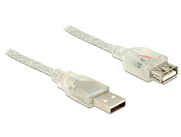 Delock - USB-förlängningskabel - USB (hona) till USB (hane) - USB 2.0 - 1.5 m - transparent