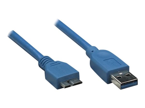 TECHly - USB-kabel - Micro-USB typ B (hane) till USB typ A (hane) - USB 3.0 - 1 m - formpressad - blå