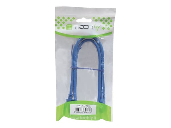 TECHly - USB-kabel - Micro-USB typ B (hane) till USB typ A (hane) - USB 3.0 - 1 m - formpressad - blå