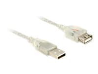 DeLOCK 5m, 2xUSB2.0-A, 5 m, USB A, USB A, USB 2.0, Uros/naaras, Läpinäkyvä