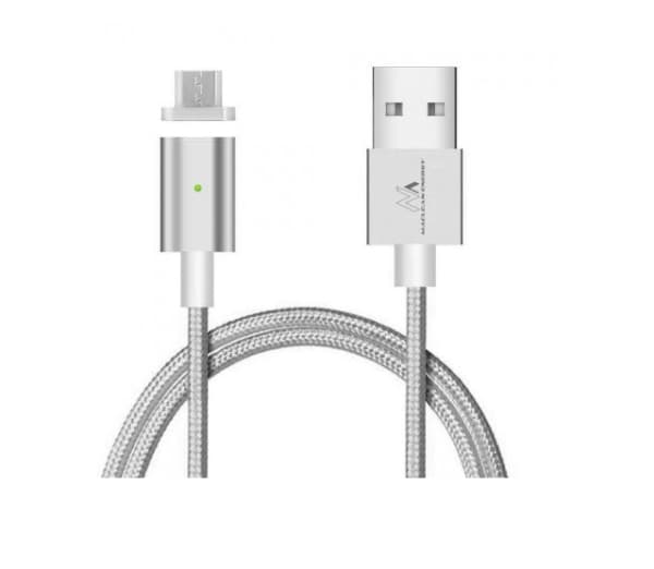 Maclean MCE160 Metal magnetic data cable 1m micro USB Quick & Fast Charge silver - IKKE med lightning adapter