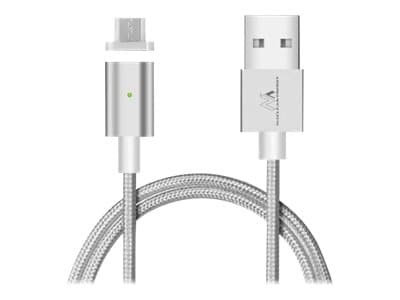 Maclean MCE160 Metal magnetic data cable 1m micro USB Quick & Fast Charge silver - IKKE med lightning adapter