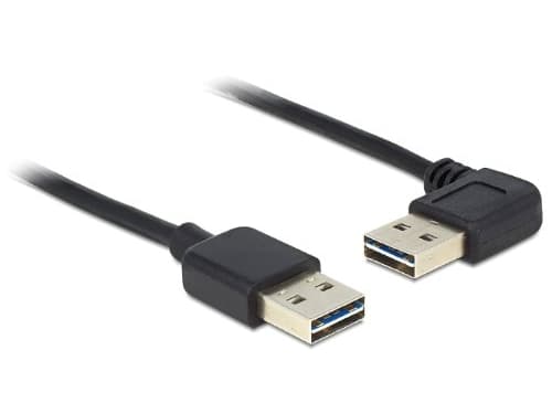 DeLOCK EASY-USB - USB-kabel - USB (han) til USB (han) - USB 2.0 - 3 m - 90° stikforbindelse - sort