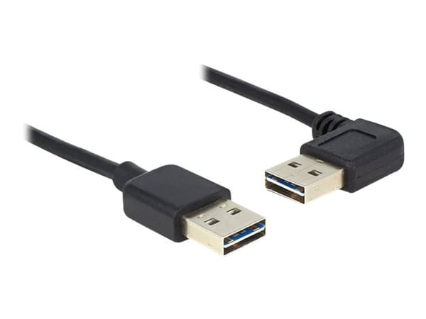 DeLOCK EASY-USB - USB-kabel - USB (han) til USB (han) - USB 2.0 - 3 m - 90° stikforbindelse - sort