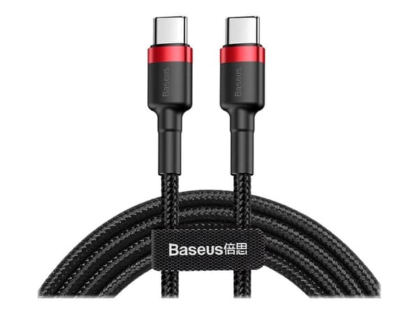 Baseus Cafule - USB-kabel - 24 pin USB-C (hann) til 24 pin USB-C (hann) - USB 2.0 - 20 V - 3 A - 1 m - USB Power Delivery (3A, 60W), støtte for Power