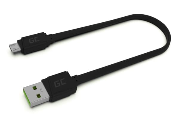 Green Cell - USB-kabel - mikro-USB typ B (hane) till USB (hane) - 25 cm - platt - svart