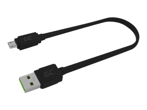 Green Cell - USB-kabel - mikro-USB typ B (hane) till USB (hane) - 25 cm - platt - svart
