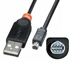 Lindy USB Digital Camera Cable, 2 m, USB A, Hankjønn/hankjønn, Sort