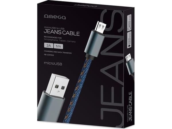 Omega-kaapeli microUSB Jeans 1m, sininen (44200)