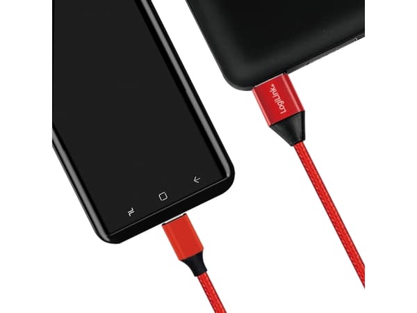 LogiLink CU0148, 1 m, USB A, USB C, USB 2.0, 0,48 Gbit/s, Svart, Röd