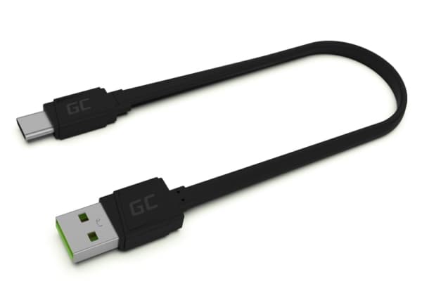 Green Cell GCmatte - USB-kabel - 24 pin USB-C (hane) till USB (hane) - 25 cm - platt - svart