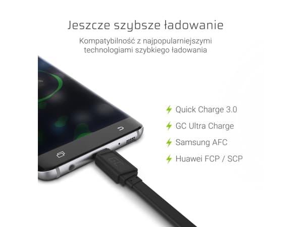 Green Cell GCmatte - USB-kabel - 24 pin USB-C (hane) till USB (hane) - 25 cm - platt - svart