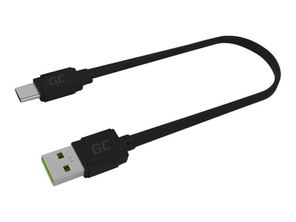 Green Cell GCmatte - USB-kabel - 24 pin USB-C (hane) till USB (hane) - 25 cm - platt - svart