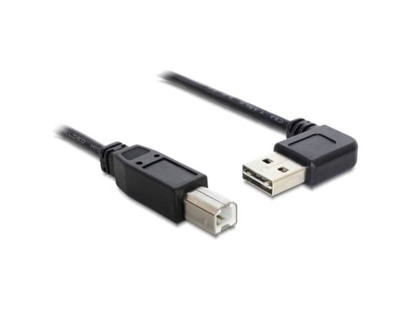 Delock Easy - USB-kabel - USB (hane) vänster-/högervinklad, vändbar till USB typ B (hane) - USB 2.0 - 50 cm - svart