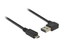 Delock Easy - USB-kabel - USB (hane) vänster-/högervinklad till mikro-USB typ B (hane) rak - USB 2.0 - 50 cm - reversibla kontakter - svart