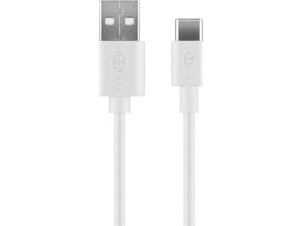 Goobay 45563, 1 m, USB A, USB C, USB 2.0, 480 Mbit/s, Hvit