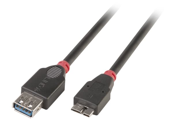 Lindy 31613, 0,5 m, Micro-USB B, USB A, USB 3.2 Gen 1 (3.1 Gen 1), Hane/Hona, Svart
