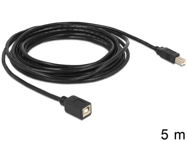 Delock - USB-förlängningskabel - USB typ B (hona) till USB typ B (hane) - USB 2.0 - 5 m - svart