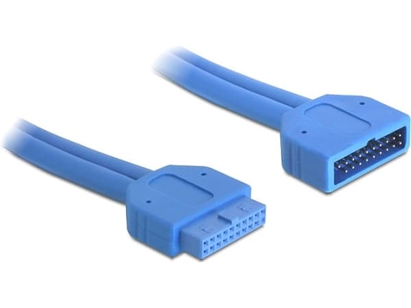 Delock USB 3.0 Pin Header - USB-förlängningskabel - 19-stifts USB 3.0-kontakt (hane) till 19-stifts USB 3.0-kontakt (hona) - USB 3.0 - 45 cm - blå