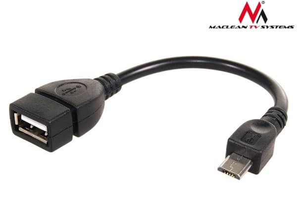 Maclean MCTV-696 - USB-kabel - USB (hona) till mikro-USB typ B (hane) - USB 2.0 OTG - 15 cm - svart
