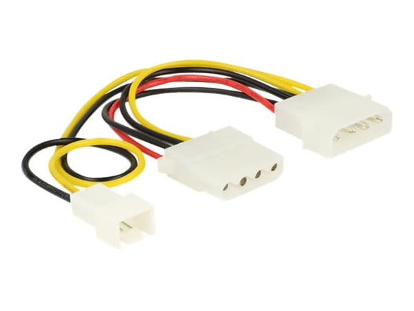 Delock - Strømkabel - 4-pin intern strøm (hann) til 4-pin intern strøm, 3-pin intern - 14.5 cm
