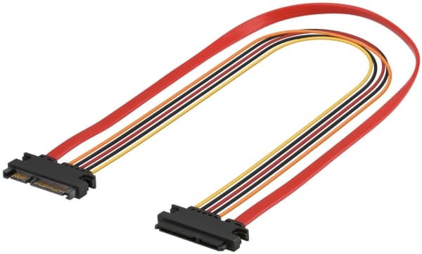 Goobay 93871, 0,5 m, SATA III, SATA 7-pin + 15-pin, SATA 7-pin + 15-pin, Uros/naaras, Musta, Oranssi, Punainen, Keltainen