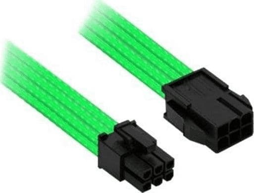 Nanoxia Single Sleeve - Strømforlengelseskabel - 6-pins PCIe-strøm (hann) til 6-pins PCIe-strøm (hunn) - 30 cm - låst - neongrønt