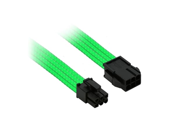 Nanoxia Single Sleeve - Strømforlengelseskabel - 6-pins PCIe-strøm (hann) til 6-pins PCIe-strøm (hunn) - 30 cm - låst - neongrønt