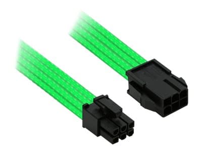 Nanoxia Single Sleeve - Strømforlengelseskabel - 6-pins PCIe-strøm (hann) til 6-pins PCIe-strøm (hunn) - 30 cm - låst - neongrønt