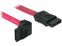 Delock - SATA-kabel - Serial ATA 150/300 - SATA (hunn) til SATA (hunn) - 22 cm - oppvinklet kontakt, rett kontakt - rød