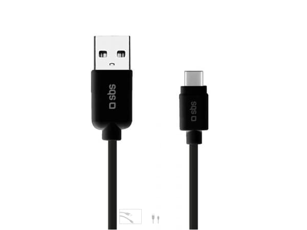 SBS TECABLEMICROC30K, 1,5 m, USB A, USB C, USB 3.2 Gen 1 (3.1 Gen 1), Hane/Hane, Svart