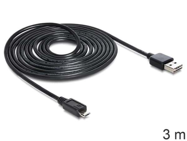 Delock EASY-USB - USB-kabel - mikro-USB typ B (hane) till USB (hane) - 3 m - svart