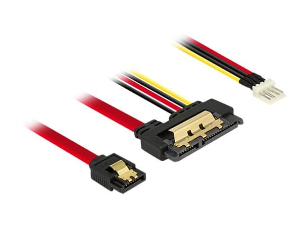 Delock - SATA-kabel - Serial ATA 150/300/600 - SATA-kombination (R) till 4 pin strömuttag för minimikontakt, SATA - 30 cm - sprintlåsning