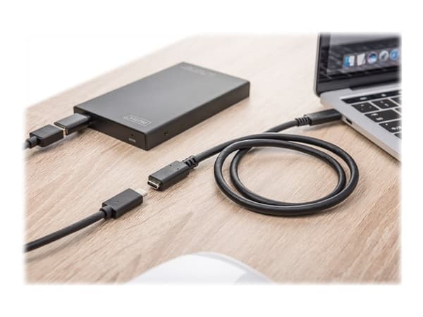 DIGITUS - USB-forlengelseskabel - 24 pin USB-C (hann) til 24 pin USB-C (hunn) - USB 3.1 Gen 2 - 20 V - 5 A - 70 cm - svart