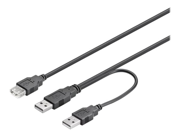 DELTACO USB2-16 - USB-kabel - USB (hona) till USB (hane) - 30 cm