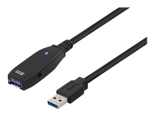 DELTACO USB3-1000 - USB-förlängningskabel - USB typ A (hona) till USB typ A (hane) - 2 m - aktiv - svart