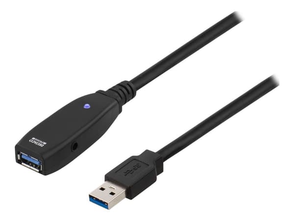 DELTACO USB3-1000 - USB-förlängningskabel - USB typ A (hona) till USB typ A (hane) - 2 m - aktiv - svart