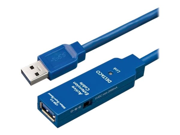 DELTACO USB3-1000 - USB-förlängningskabel - USB typ A (hona) till USB typ A (hane) - 2 m - aktiv - svart