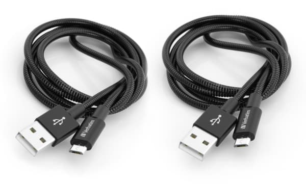 Verbatim Sync and Charge - USB-kabel - USB (hane) till mikro-USB typ B (hane) - 1 m - svart (paket om 2)