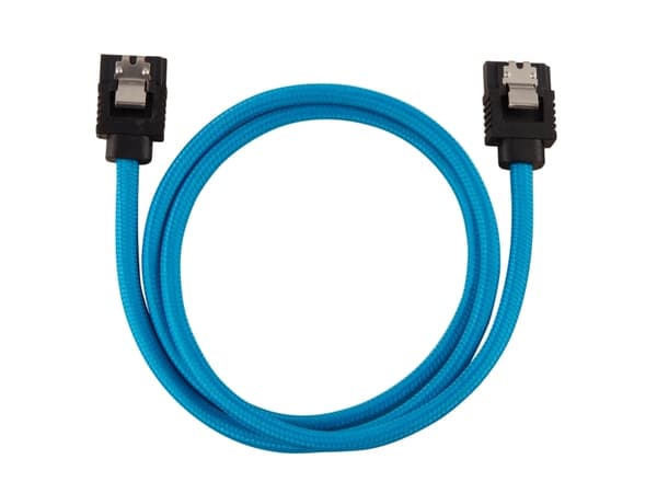 CORSAIR Premium Sleeved - SATA-kabel - Serial ATA 150/300/600 - SATA (hann) rett, låst til SATA (hann) rett, låst - 60 cm - blå (en pakke 2)