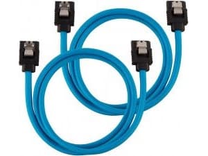 CORSAIR Premium Sleeved - SATA-kabel - Serial ATA 150/300/600 - SATA (hann) rett, låst til SATA (hann) rett, låst - 60 cm - blå (en pakke 2)