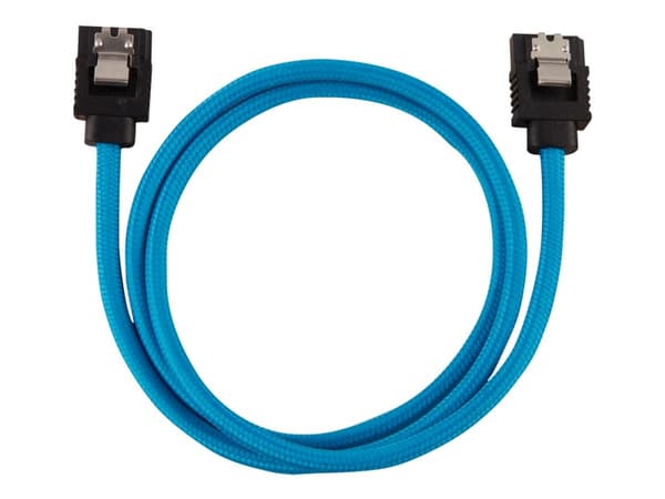 CORSAIR Premium Sleeved - SATA-kabel - Serial ATA 150/300/600 - SATA (hann) rett, låst til SATA (hann) rett, låst - 60 cm - blå (en pakke 2)