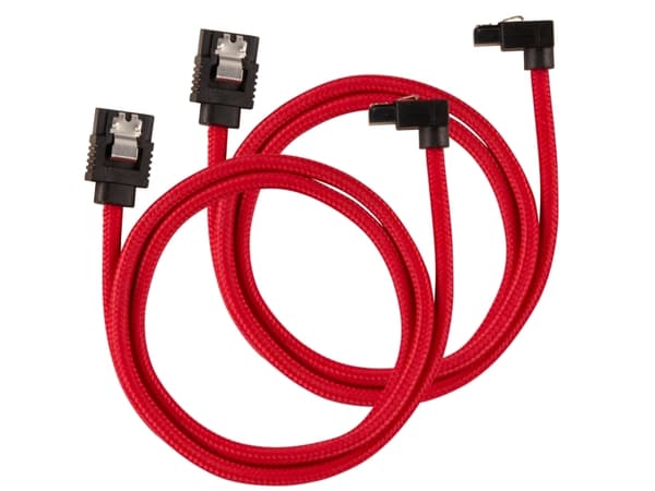 CORSAIR - SATA-kabel - Serial ATA 150/300/600 - SATA (hann) rett, låst til SATA (hann) høyrevinklet - 60 cm - rød (en pakke 2)