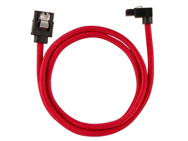 CORSAIR - SATA-kabel - Serial ATA 150/300/600 - SATA (hann) rett, låst til SATA (hann) høyrevinklet - 60 cm - rød (en pakke 2)